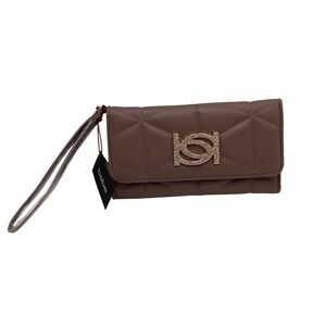 Bebe Zaza Bling Trifold Wallet Taupe Quilted Wristlet E10-4716D NEW